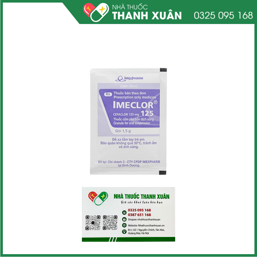 Cốm pha hỗn dịch uống Imeclor 125 trị nhiễm khuẩn